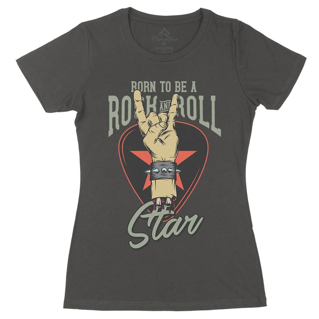 Rock And Roll Star Womens Organic Crew Neck T-Shirt Music D965