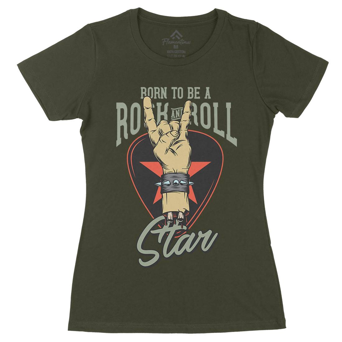 Rock And Roll Star Womens Organic Crew Neck T-Shirt Music D965