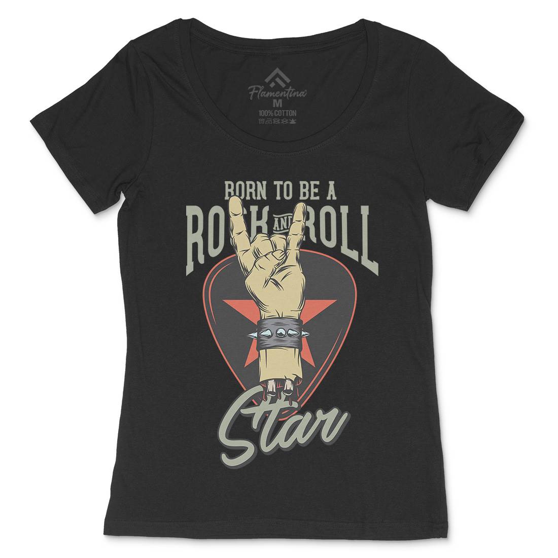 Rock And Roll Star Womens Scoop Neck T-Shirt Music D965