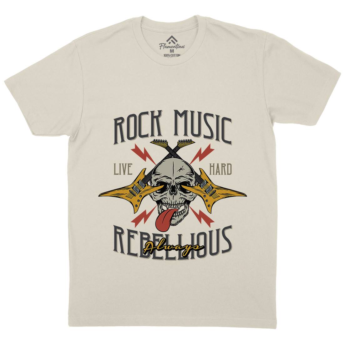 Rock Mens Organic Crew Neck T-Shirt Music D966