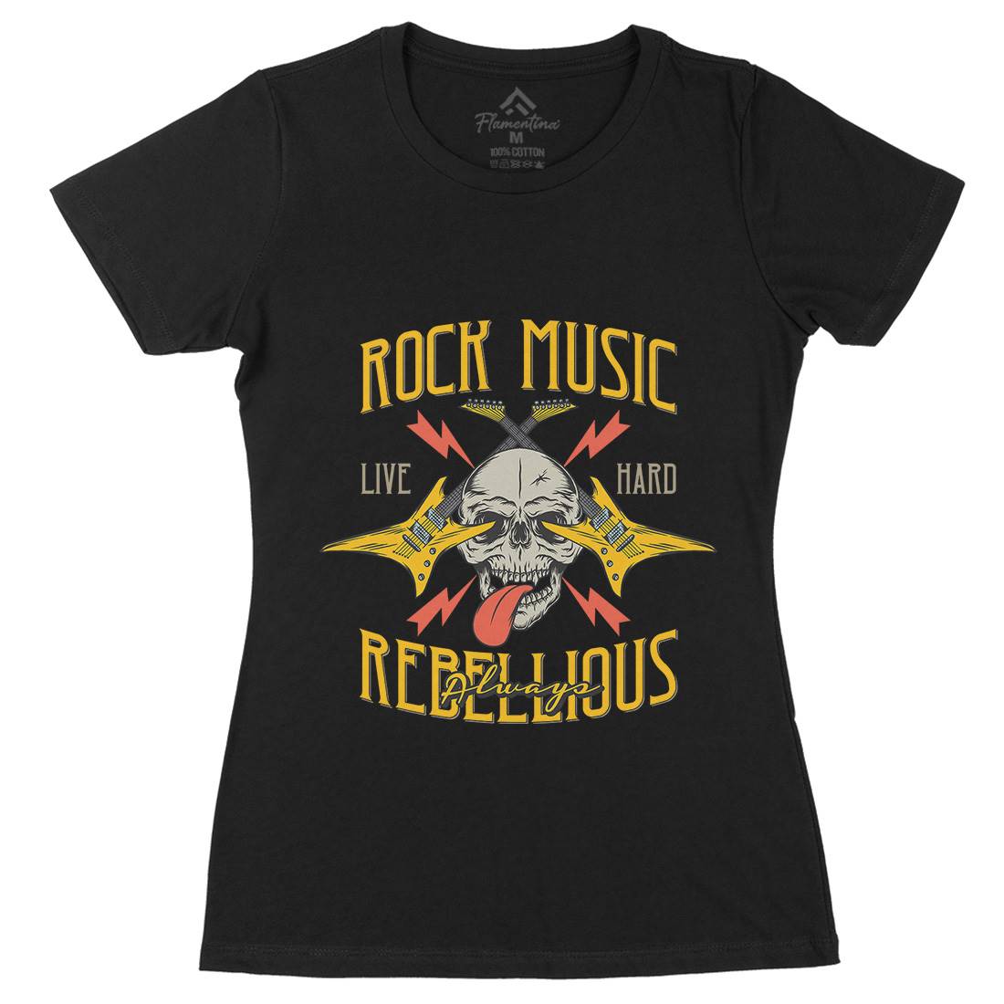 Rock Womens Organic Crew Neck T-Shirt Music D966