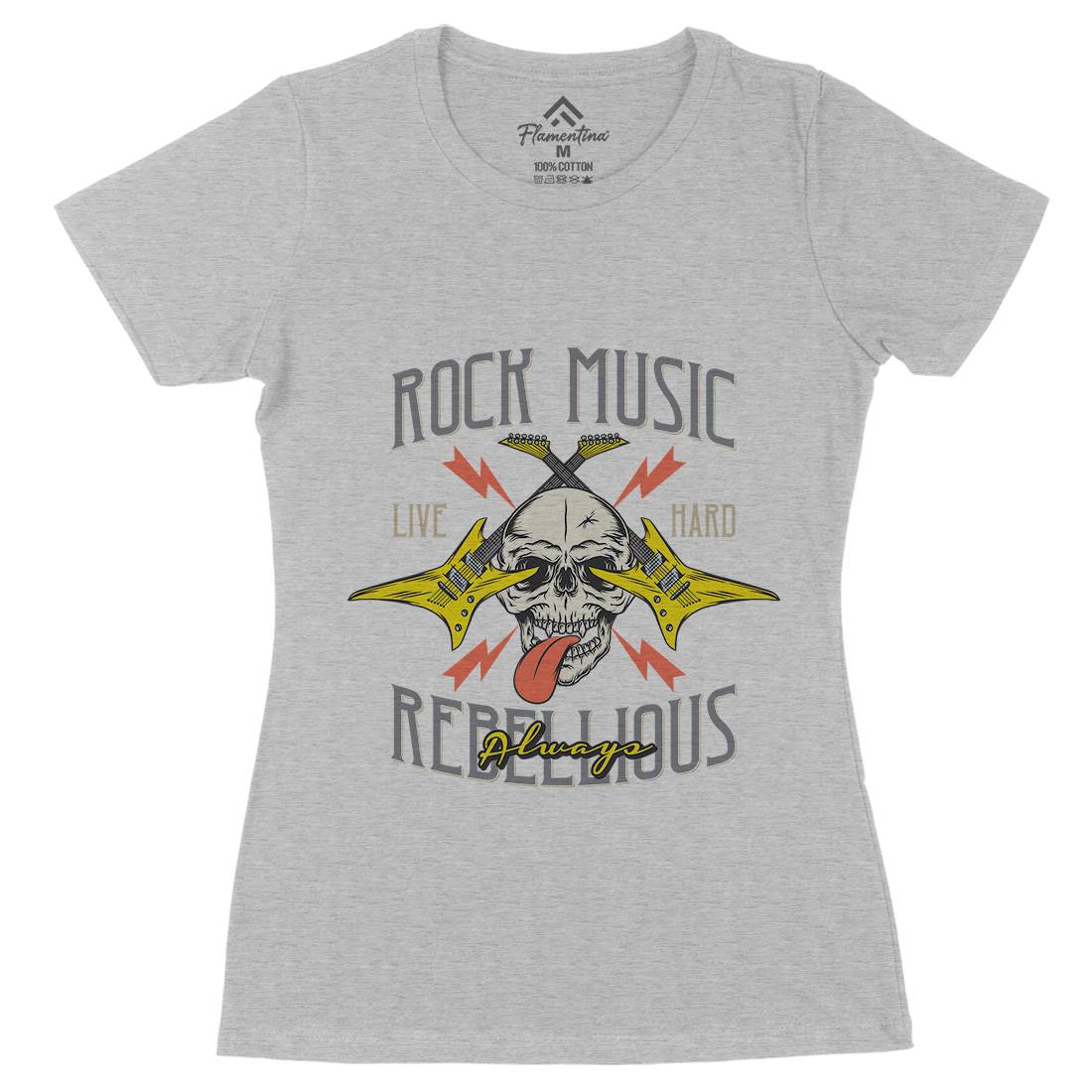 Rock Womens Organic Crew Neck T-Shirt Music D966