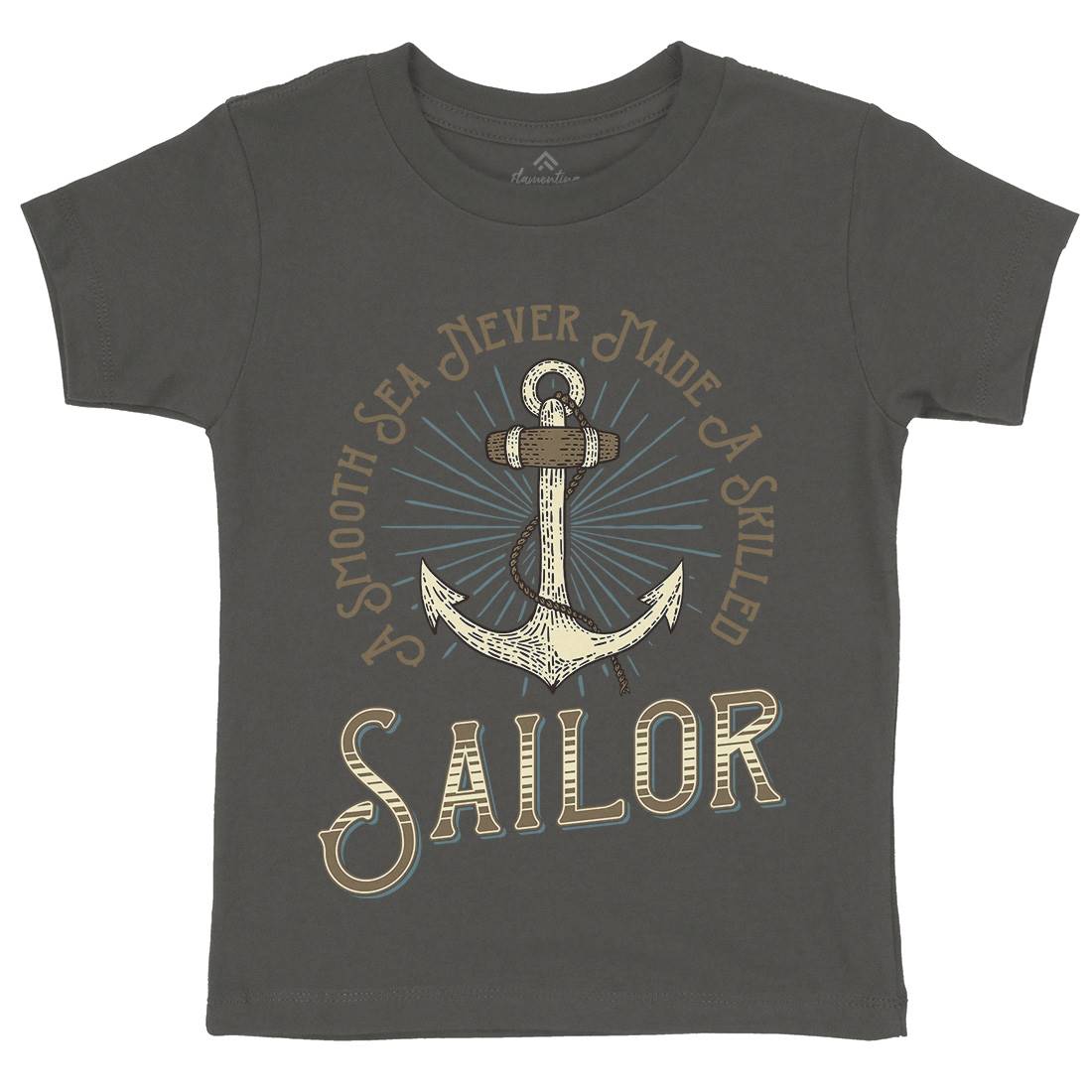 Sailor Anchor Kids Organic Crew Neck T-Shirt Navy D967