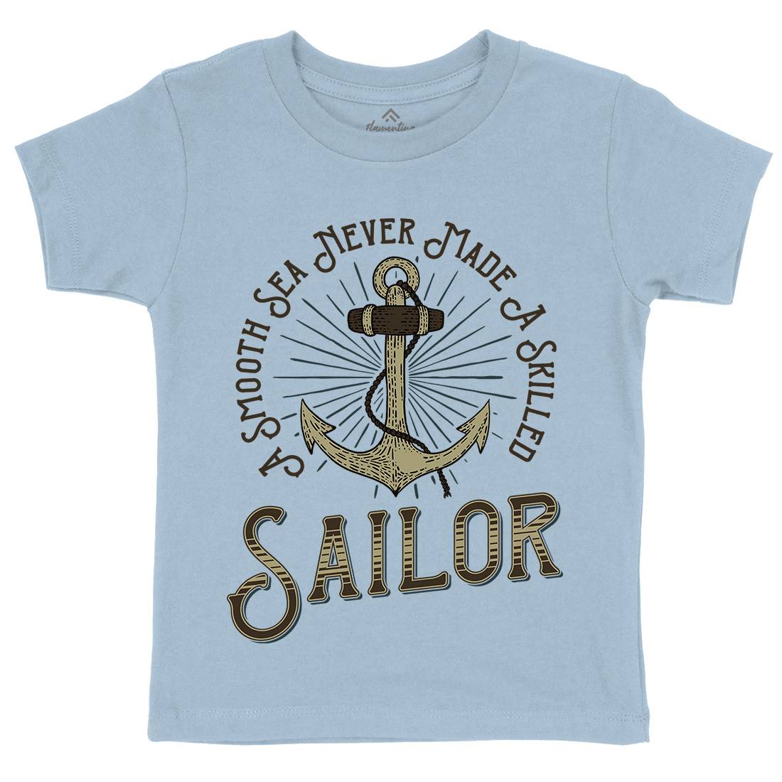 Sailor Anchor Kids Crew Neck T-Shirt Navy D967