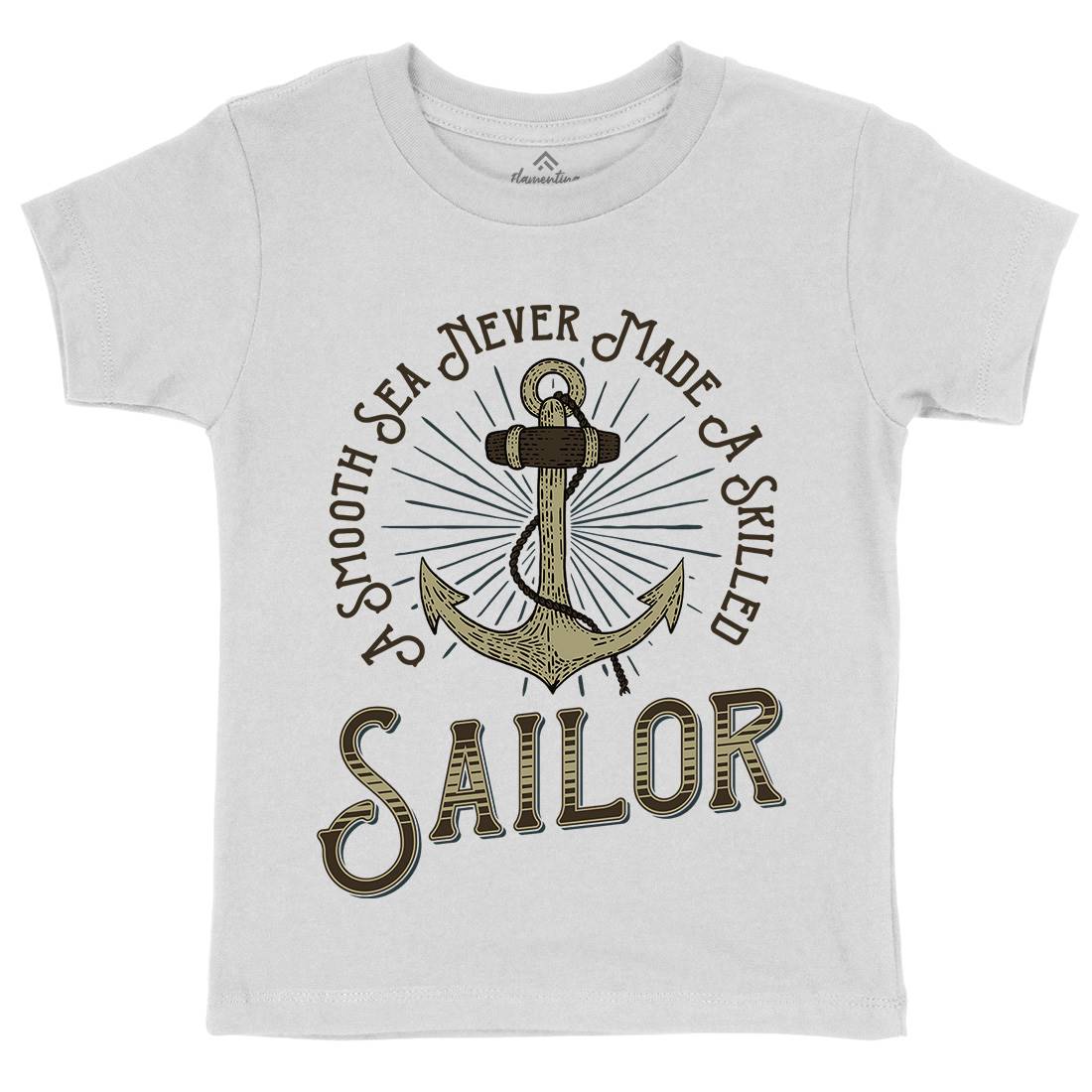Sailor Anchor Kids Organic Crew Neck T-Shirt Navy D967