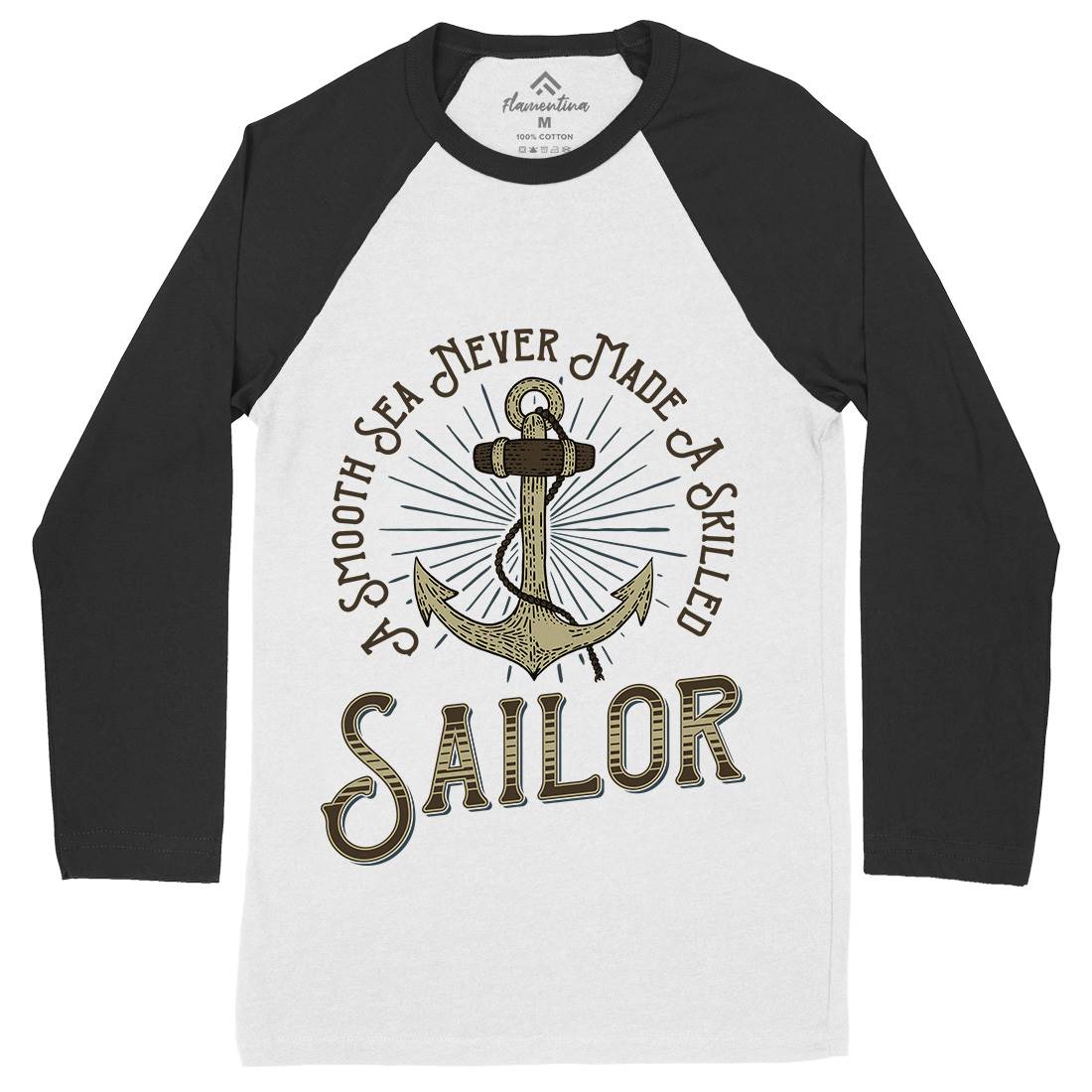 Sailor Anchor Mens Long Sleeve Baseball T-Shirt Navy D967