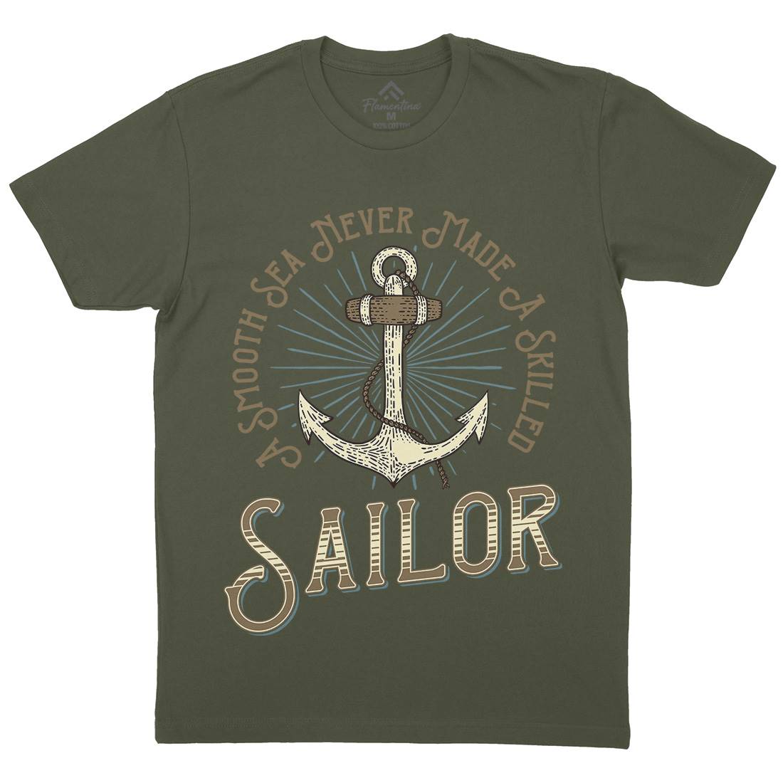 Sailor Anchor Mens Crew Neck T-Shirt Navy D967