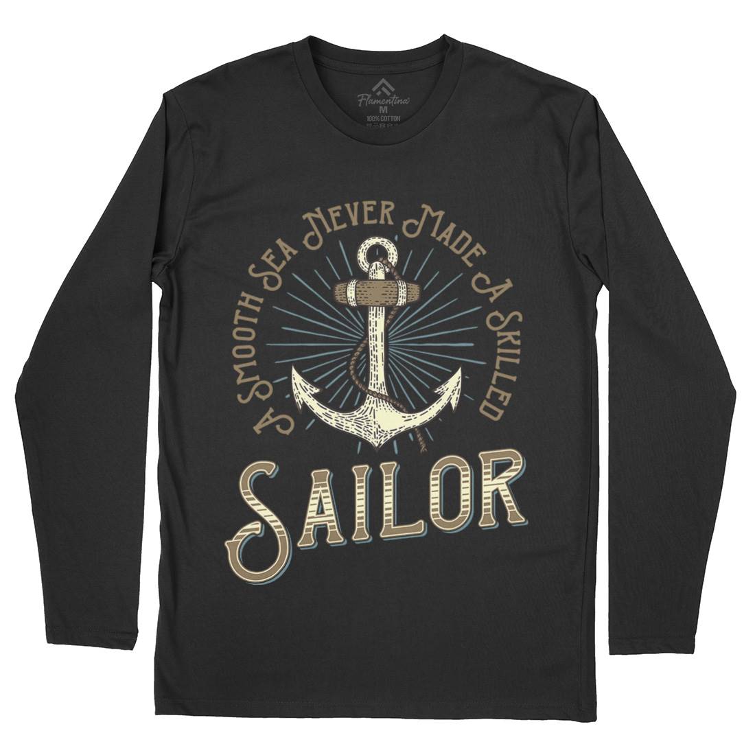 Sailor Anchor Mens Long Sleeve T-Shirt Navy D967