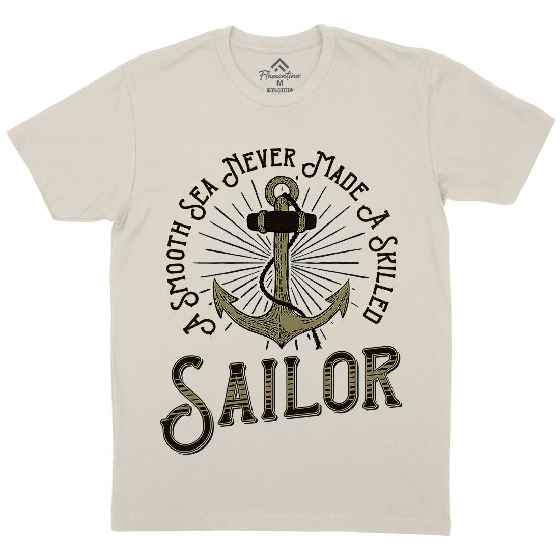 Sailor Anchor Mens Organic Crew Neck T-Shirt Navy D967