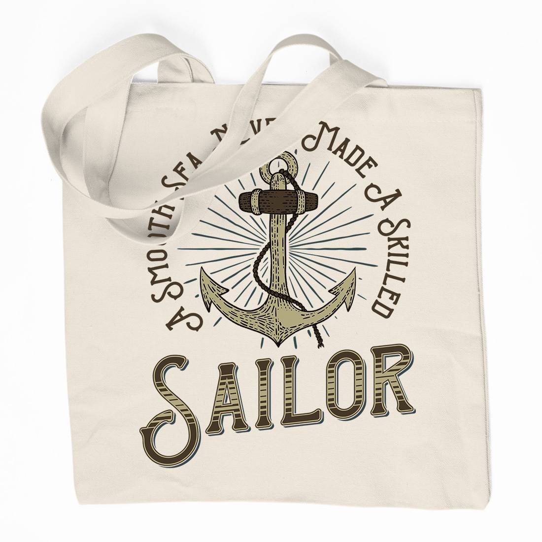 Sailor Anchor Organic Premium Cotton Tote Bag Navy D967