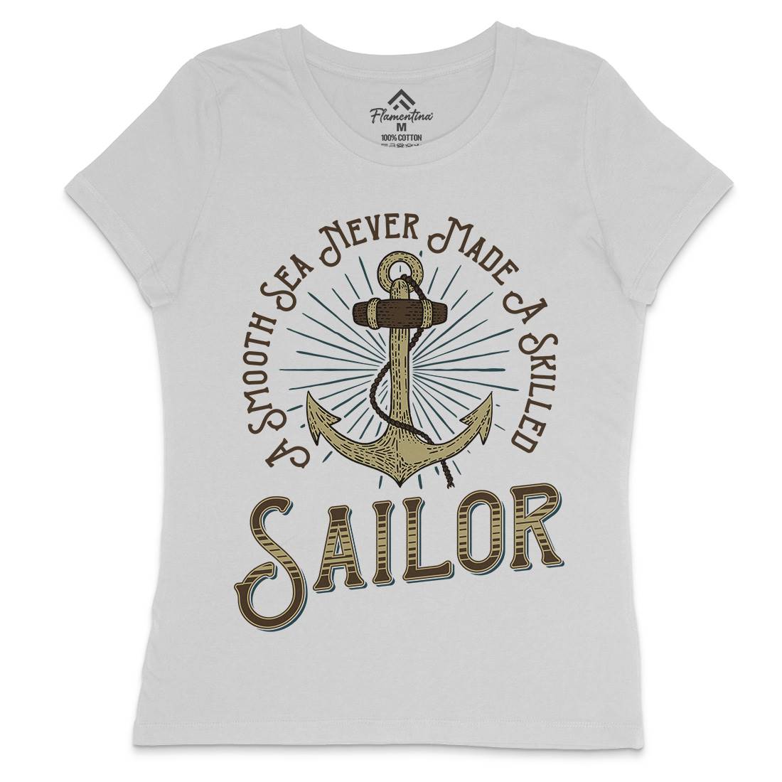Sailor Anchor Womens Crew Neck T-Shirt Navy D967
