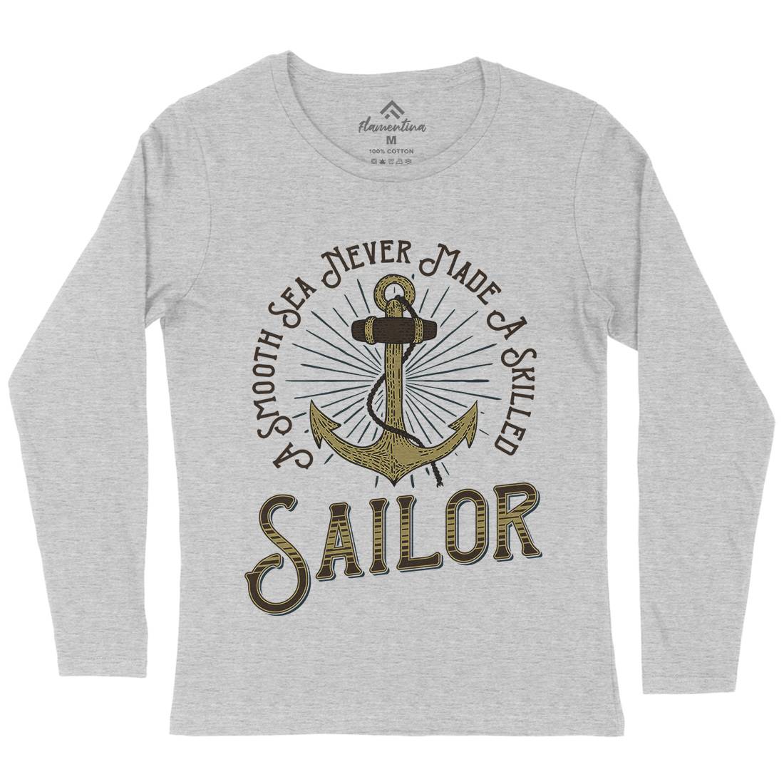 Sailor Anchor Womens Long Sleeve T-Shirt Navy D967