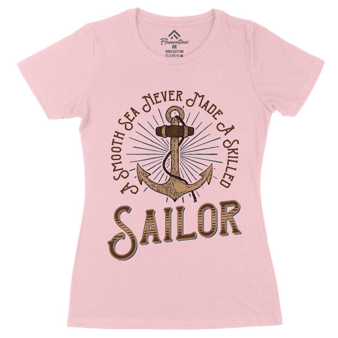 Sailor Anchor Womens Organic Crew Neck T-Shirt Navy D967