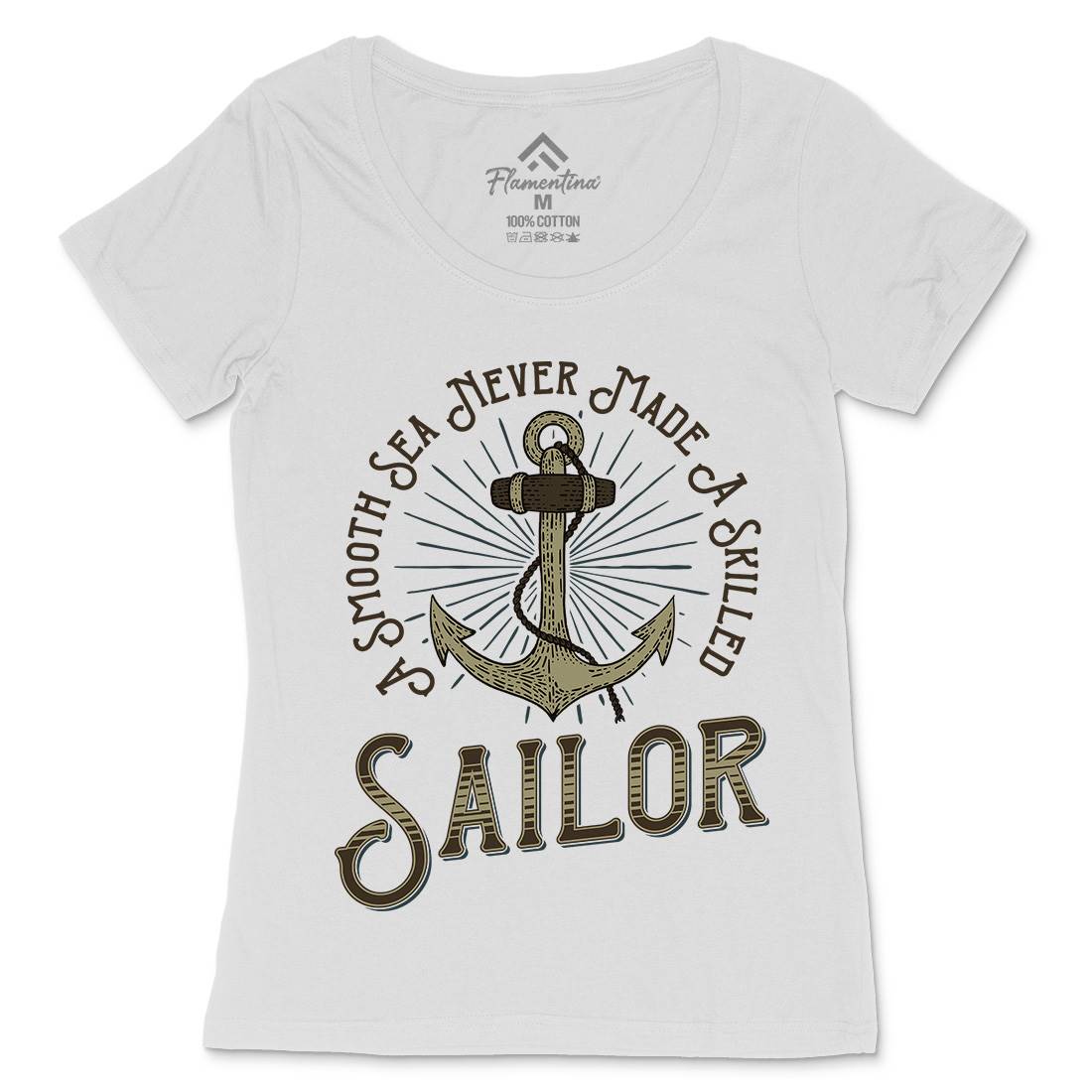Sailor Anchor Womens Scoop Neck T-Shirt Navy D967