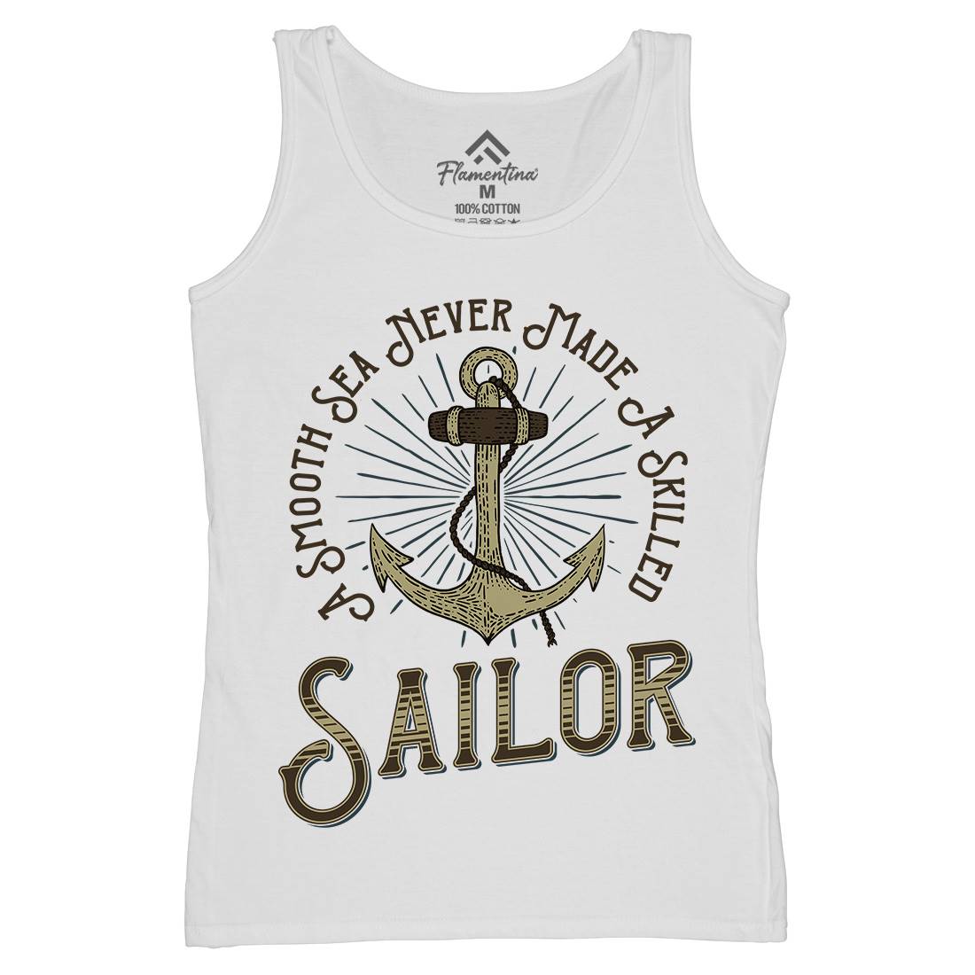 Sailor Anchor Womens Organic Tank Top Vest Navy D967