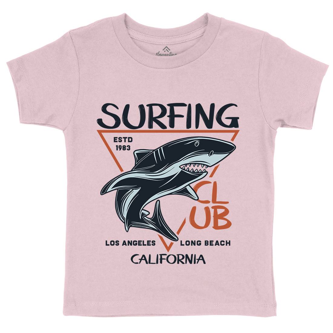 Shark Surfing Club Kids Crew Neck T-Shirt Navy D968