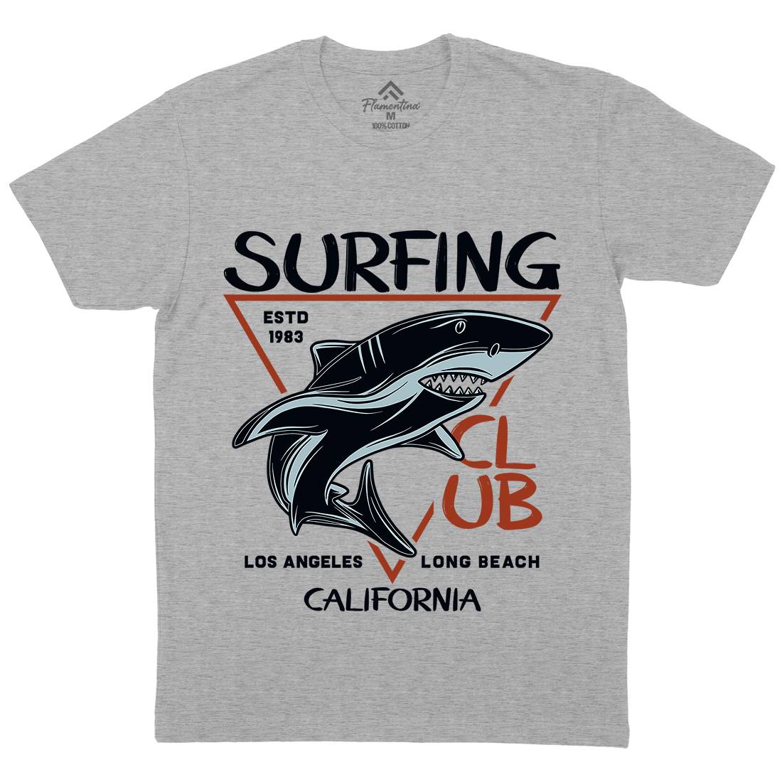 Shark Surfing Club Mens Crew Neck T-Shirt Navy D968