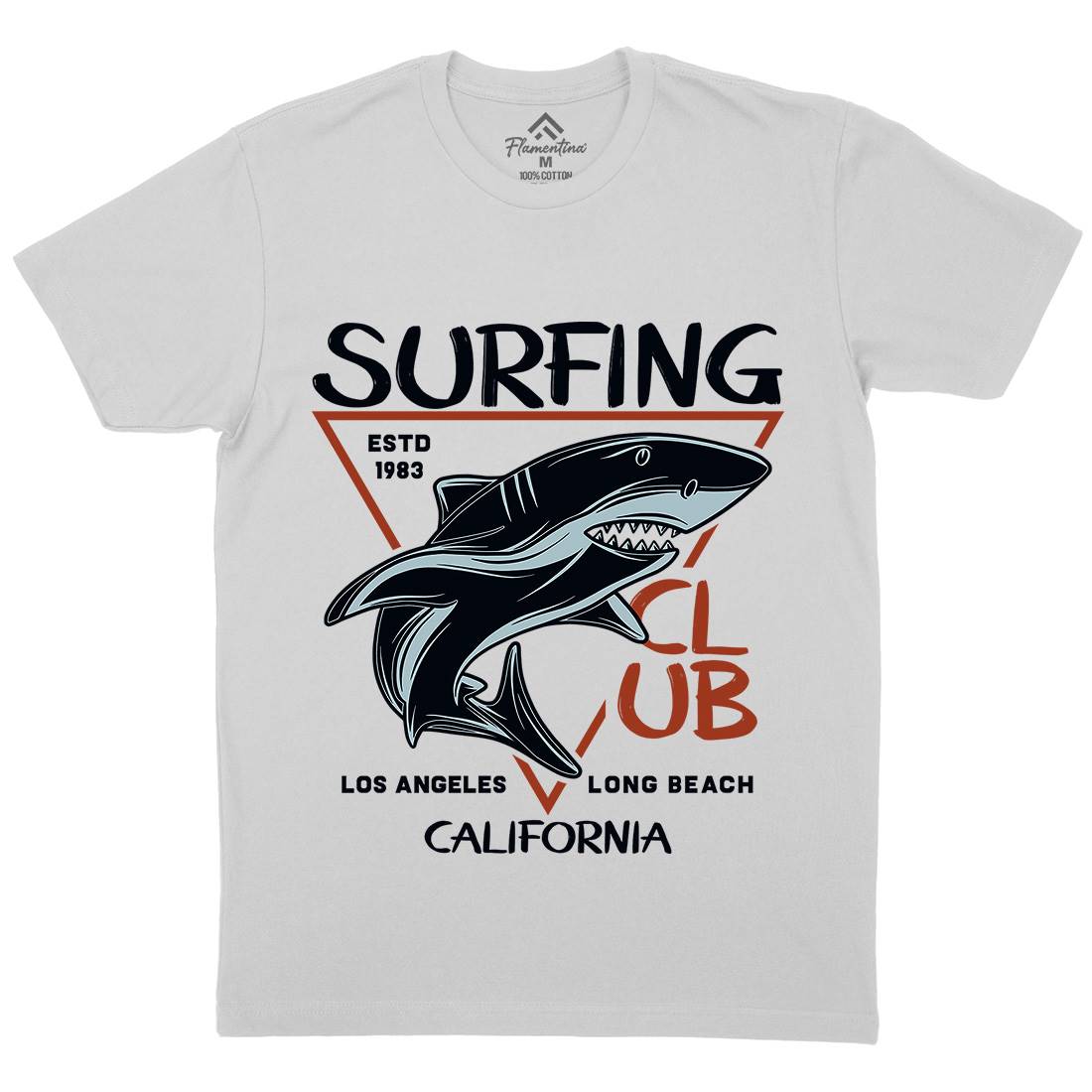 Shark Surfing Club Mens Crew Neck T-Shirt Navy D968