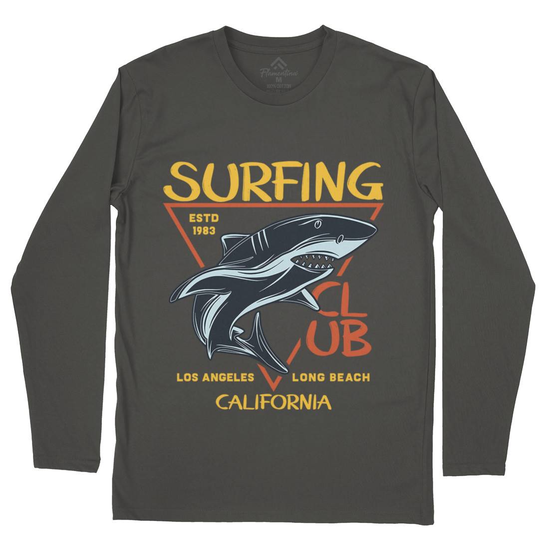 Shark Surfing Club Mens Long Sleeve T-Shirt Navy D968