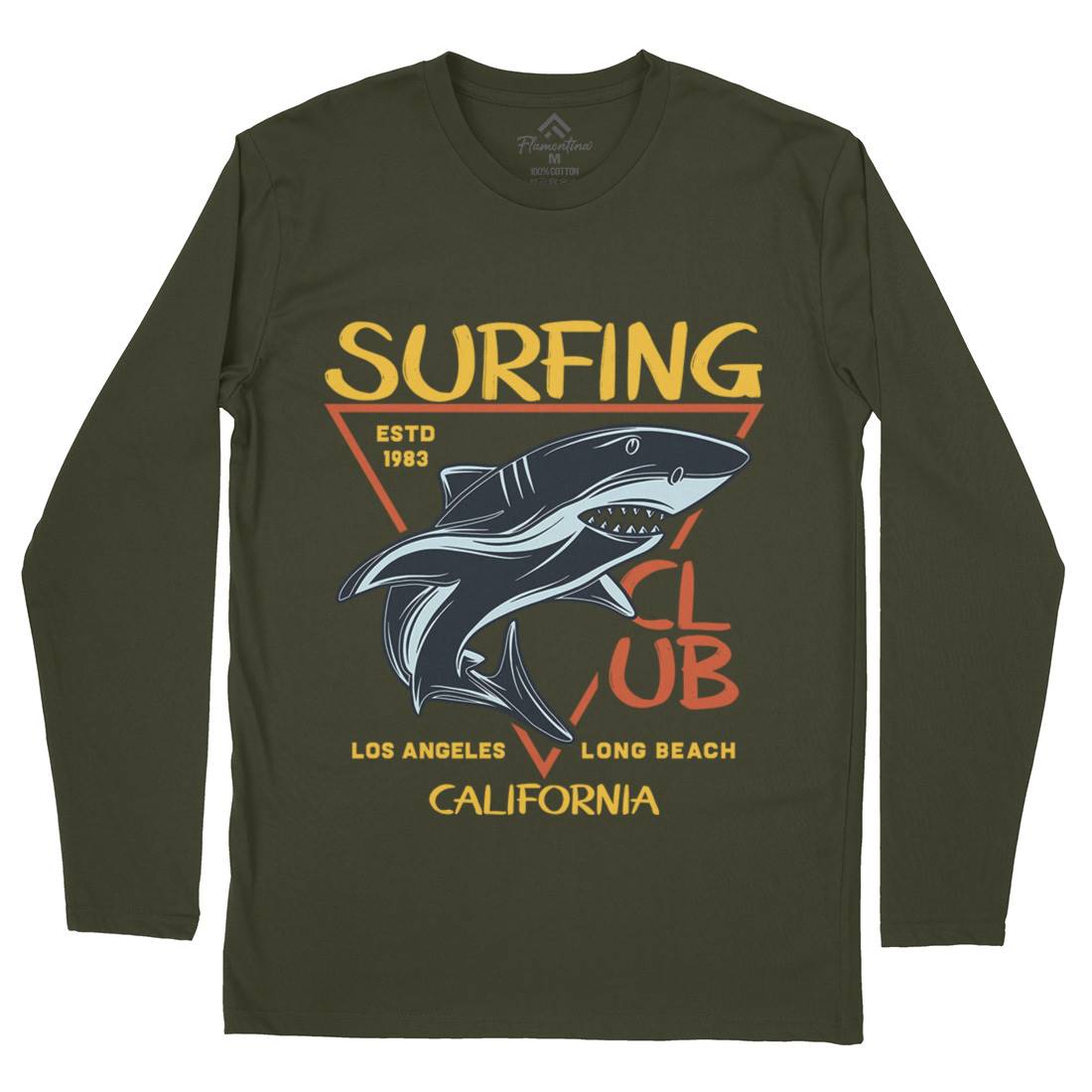 Shark Surfing Club Mens Long Sleeve T-Shirt Navy D968