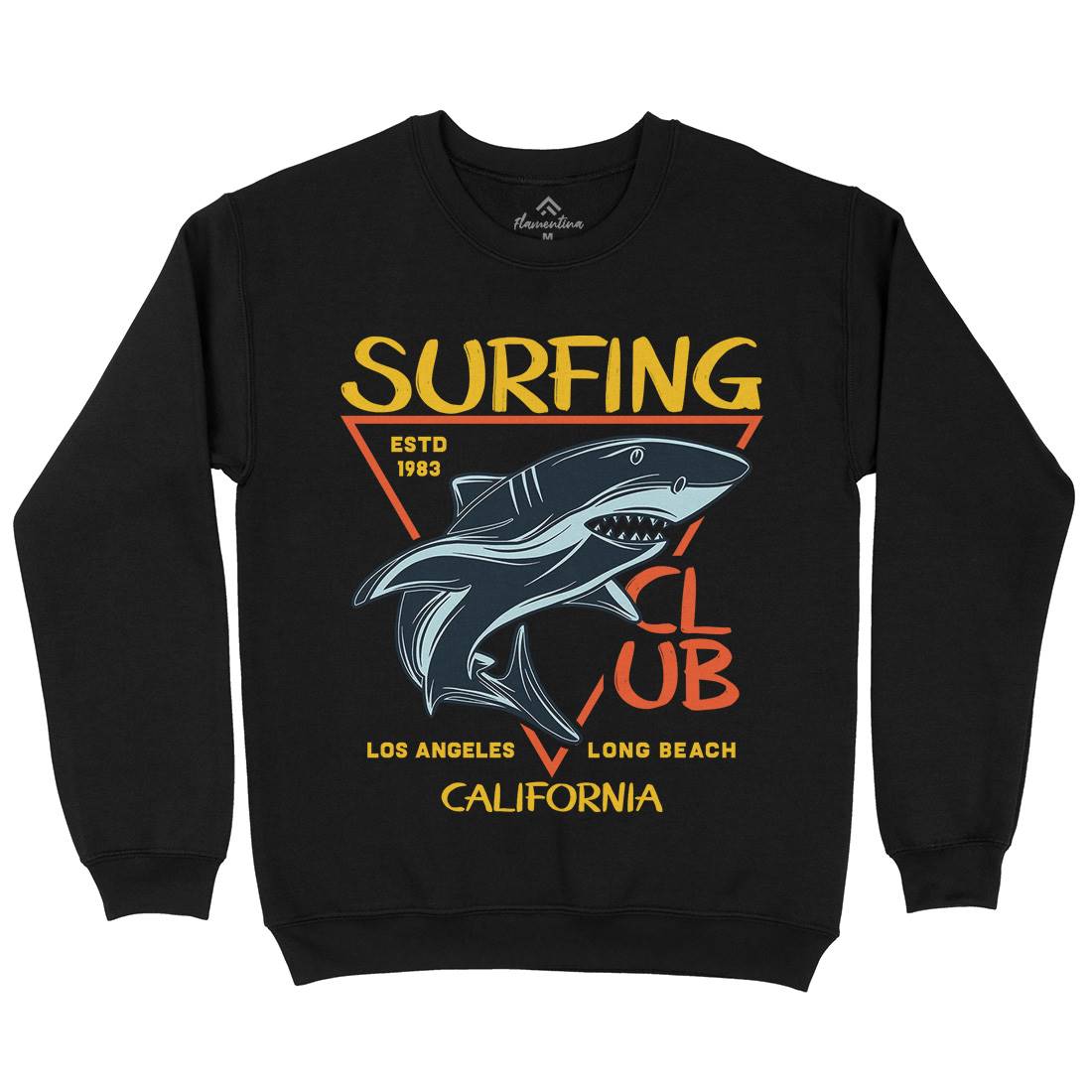 Shark Surfing Club Kids Crew Neck Sweatshirt Navy D968