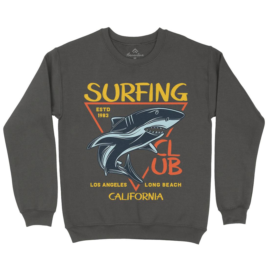 Shark Surfing Club Mens Crew Neck Sweatshirt Navy D968