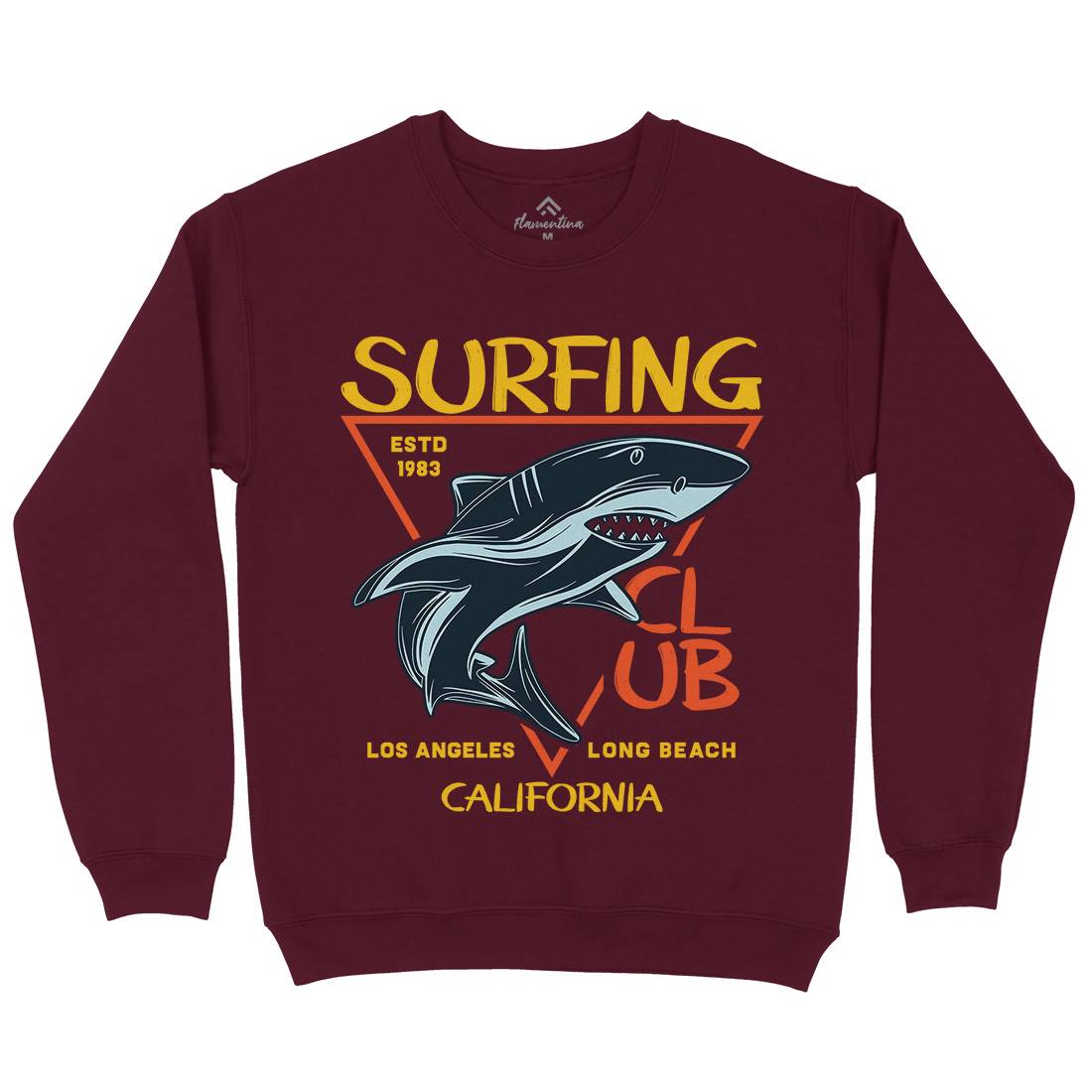 Shark Surfing Club Mens Crew Neck Sweatshirt Navy D968