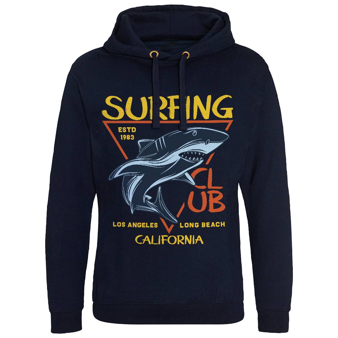 Shark Surfing Club Mens Hoodie Without Pocket Navy D968