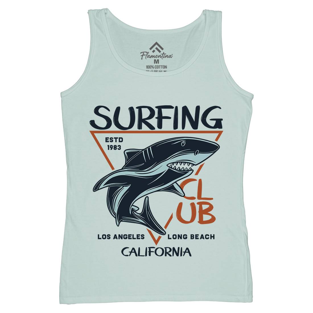 Shark Surfing Club Womens Organic Tank Top Vest Navy D968