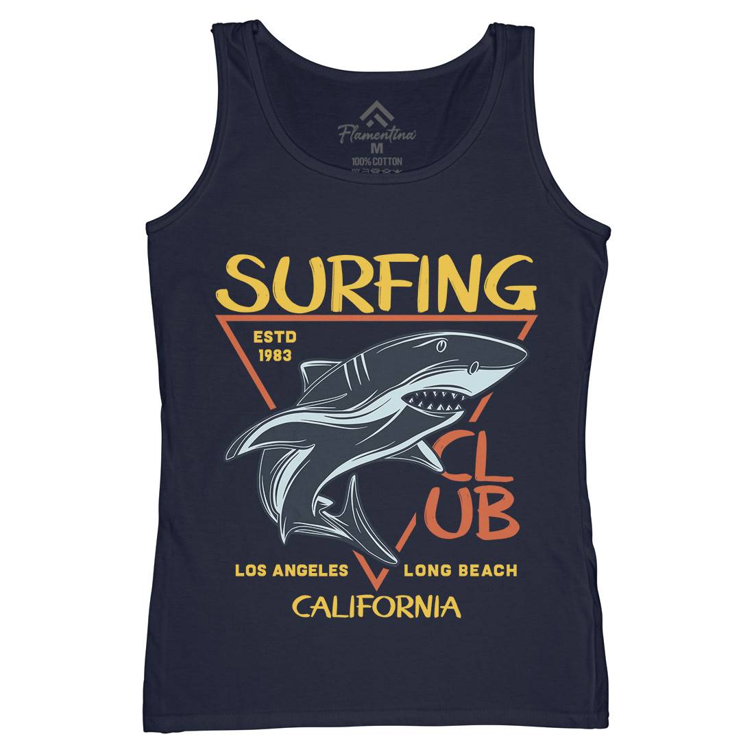 Shark Surfing Club Womens Organic Tank Top Vest Navy D968