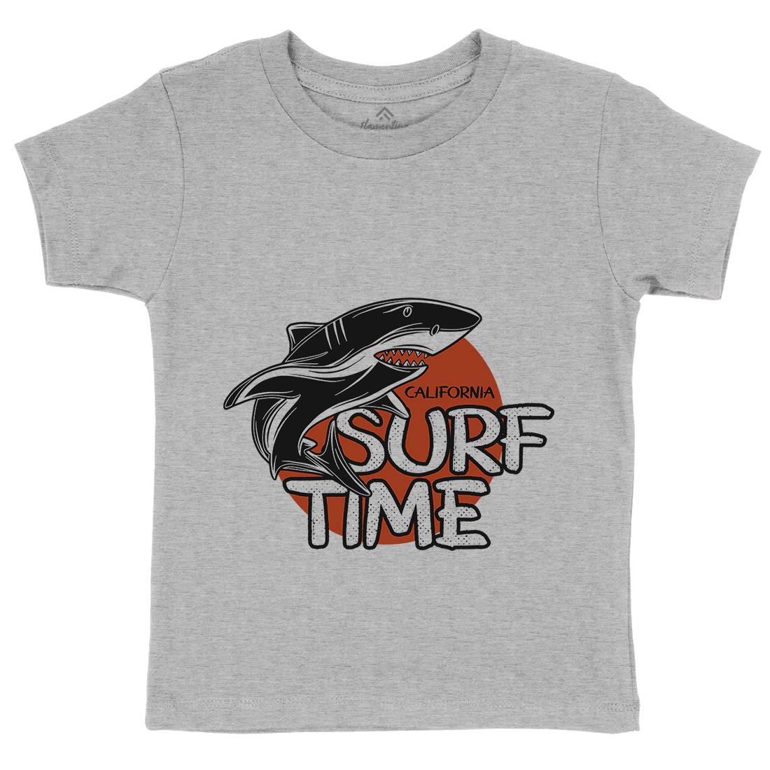 Shark Time Kids Organic Crew Neck T-Shirt Navy D969