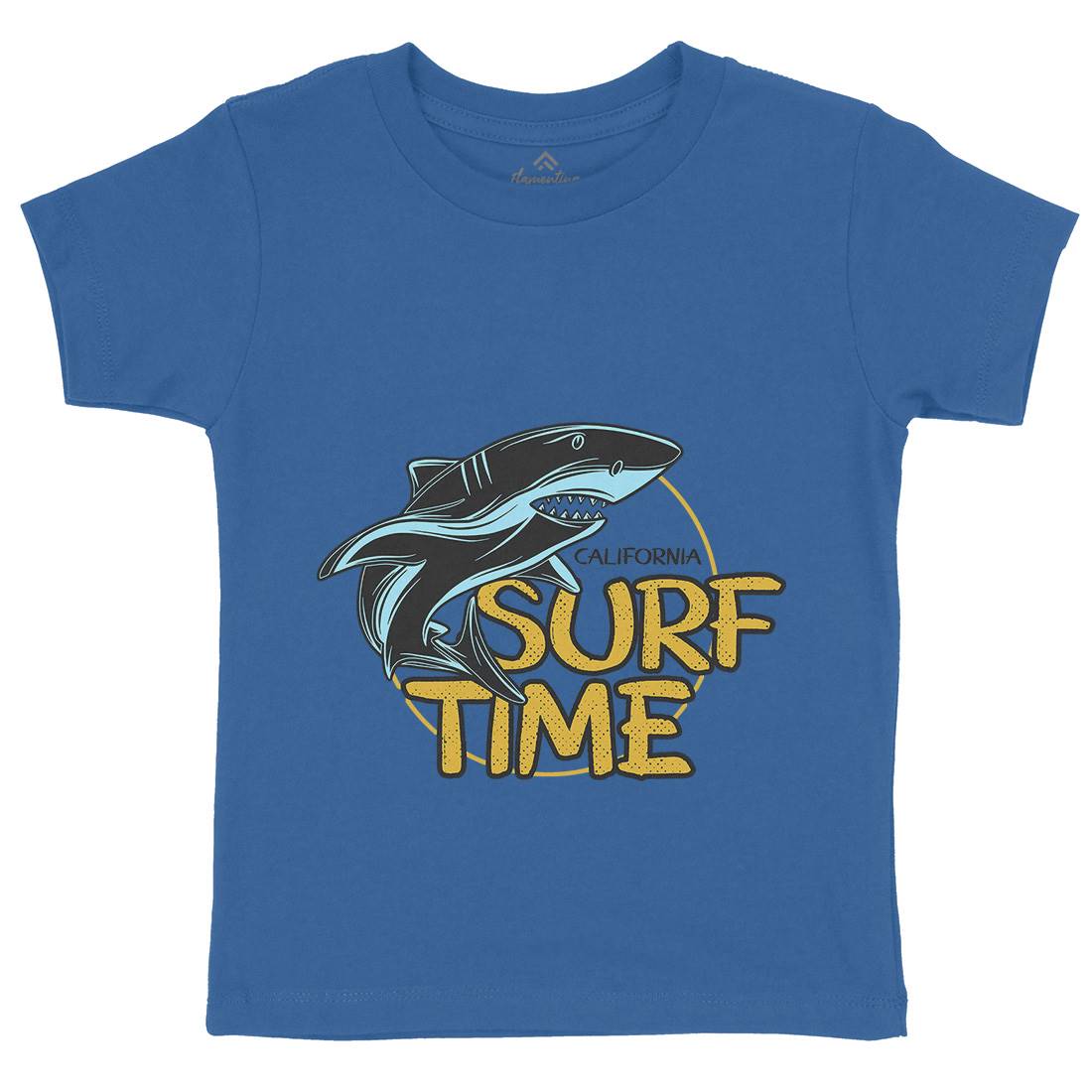 Shark Time Kids Crew Neck T-Shirt Navy D969