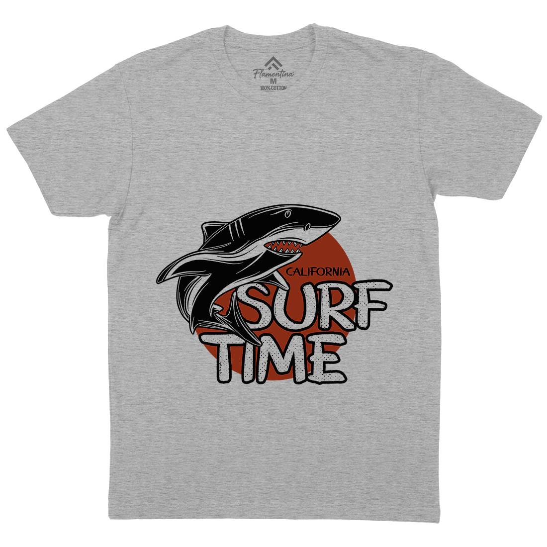 Shark Time Mens Organic Crew Neck T-Shirt Navy D969