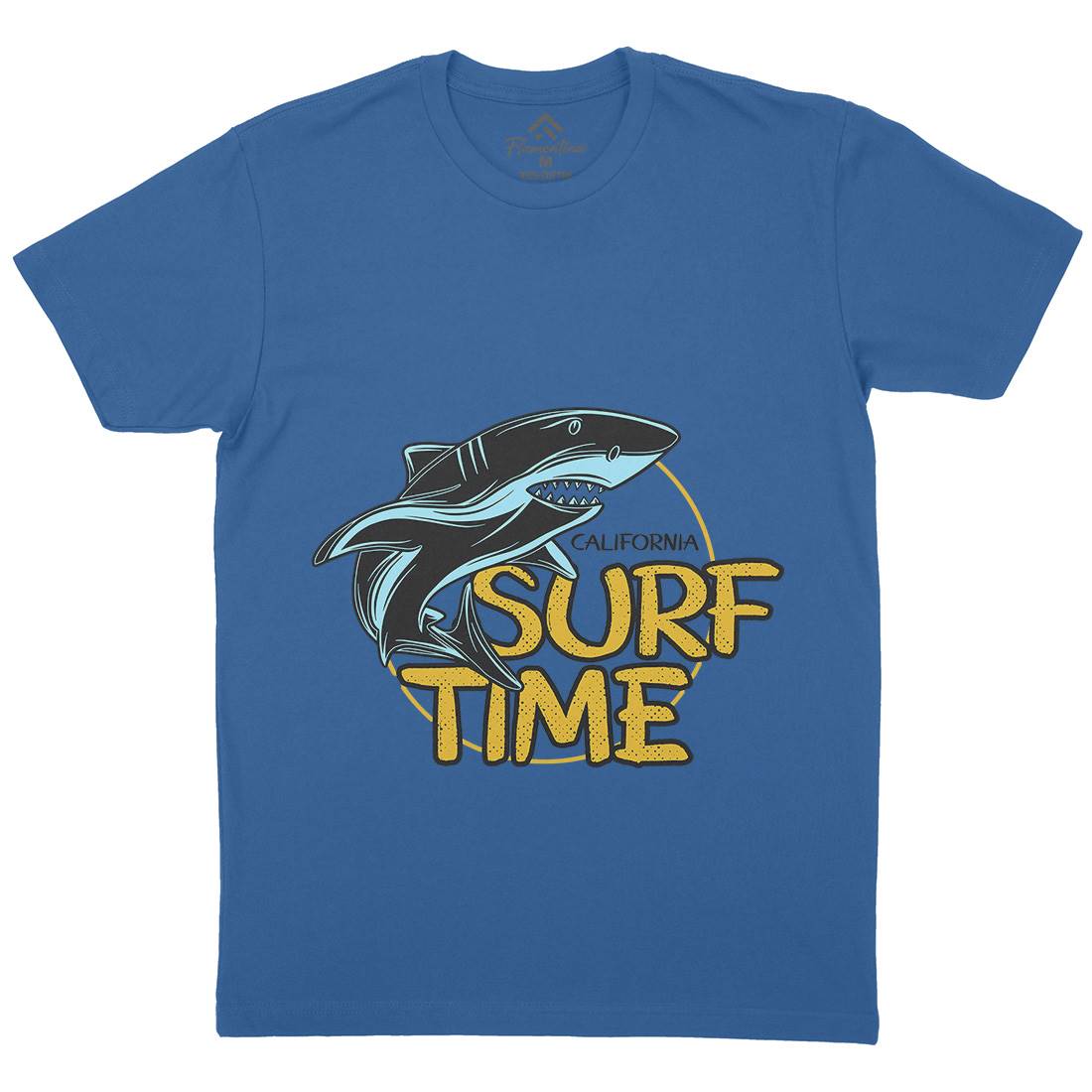 Shark Time Mens Organic Crew Neck T-Shirt Navy D969