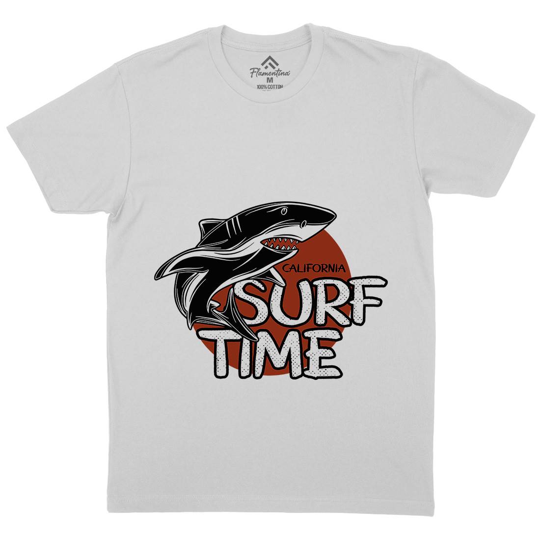 Shark Time Mens Crew Neck T-Shirt Navy D969