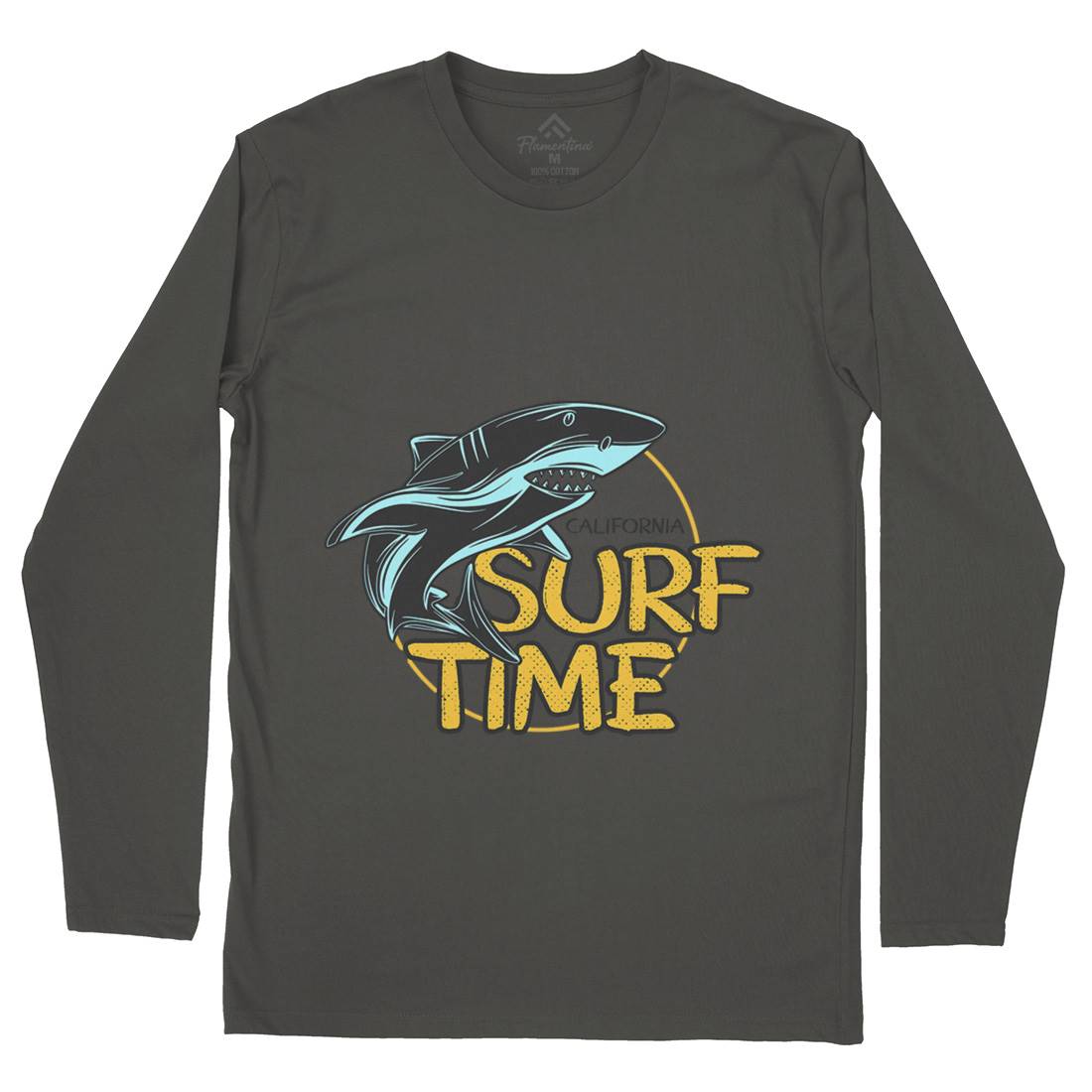 Shark Time Mens Long Sleeve T-Shirt Navy D969
