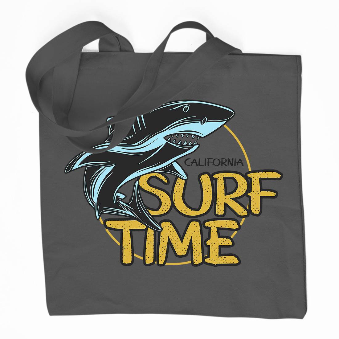 Shark Time Organic Premium Cotton Tote Bag Navy D969
