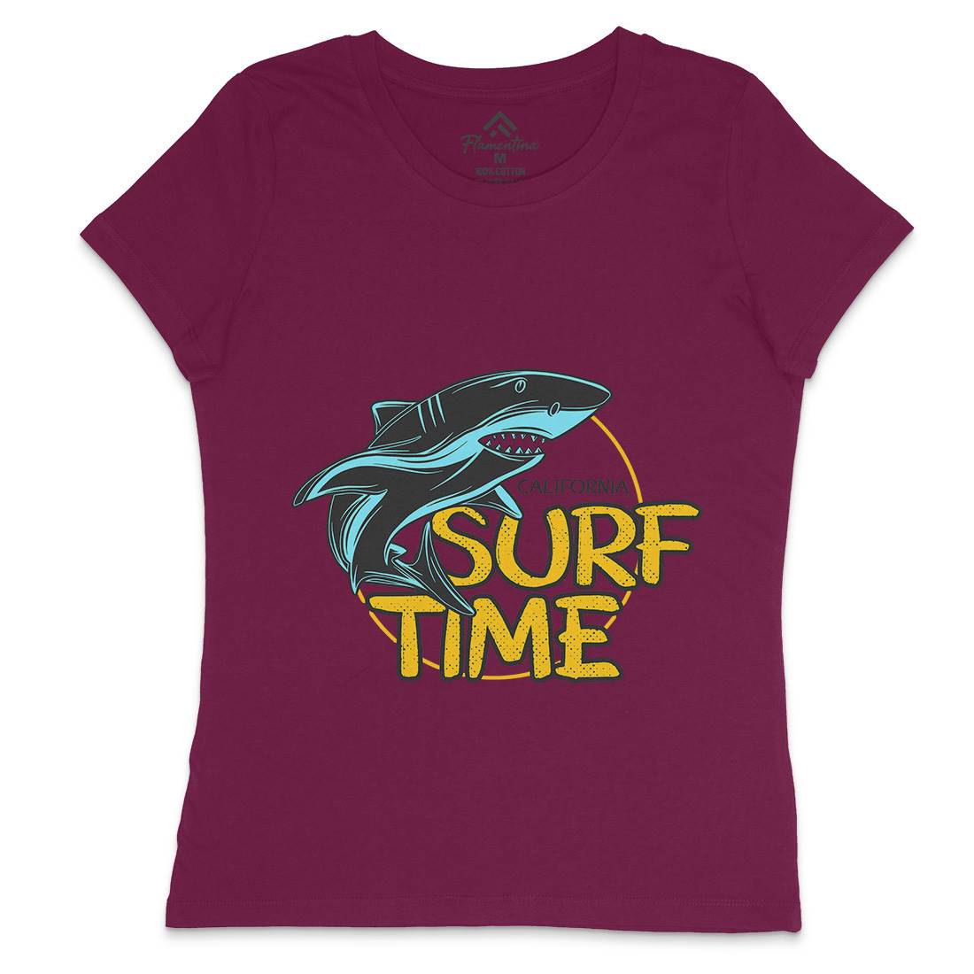 Shark Time Womens Crew Neck T-Shirt Navy D969