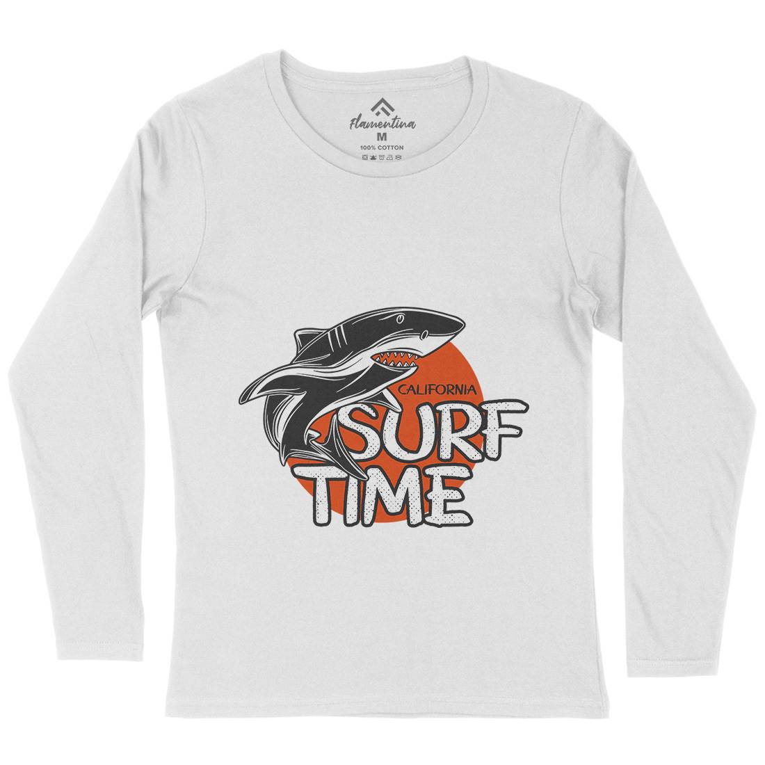 Shark Time Womens Long Sleeve T-Shirt Navy D969