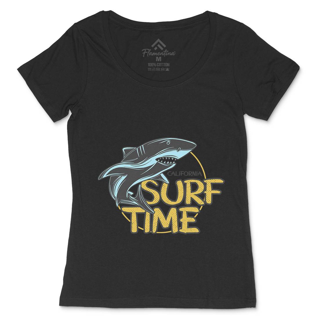 Shark Time Womens Scoop Neck T-Shirt Navy D969