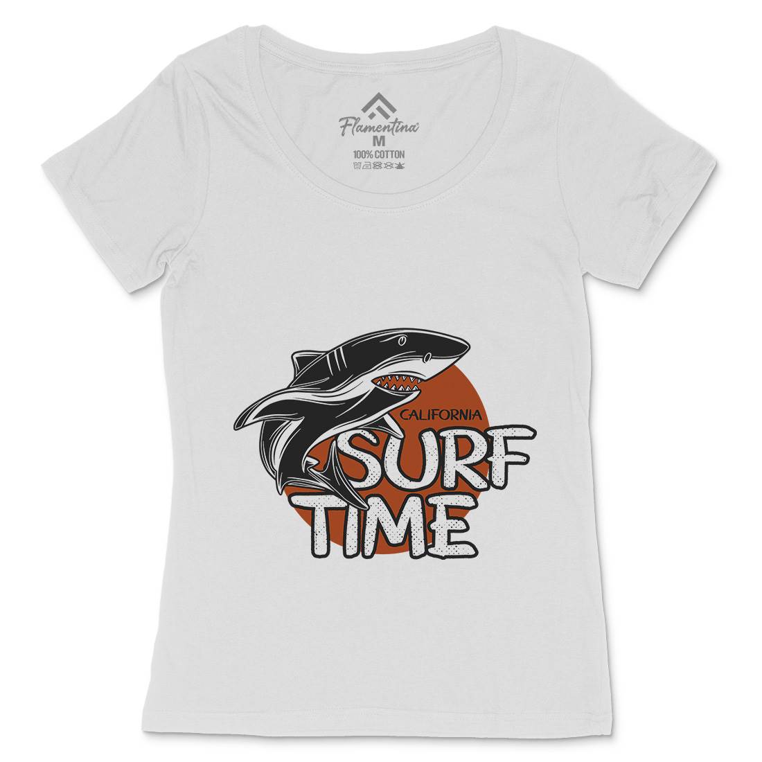 Shark Time Womens Scoop Neck T-Shirt Navy D969