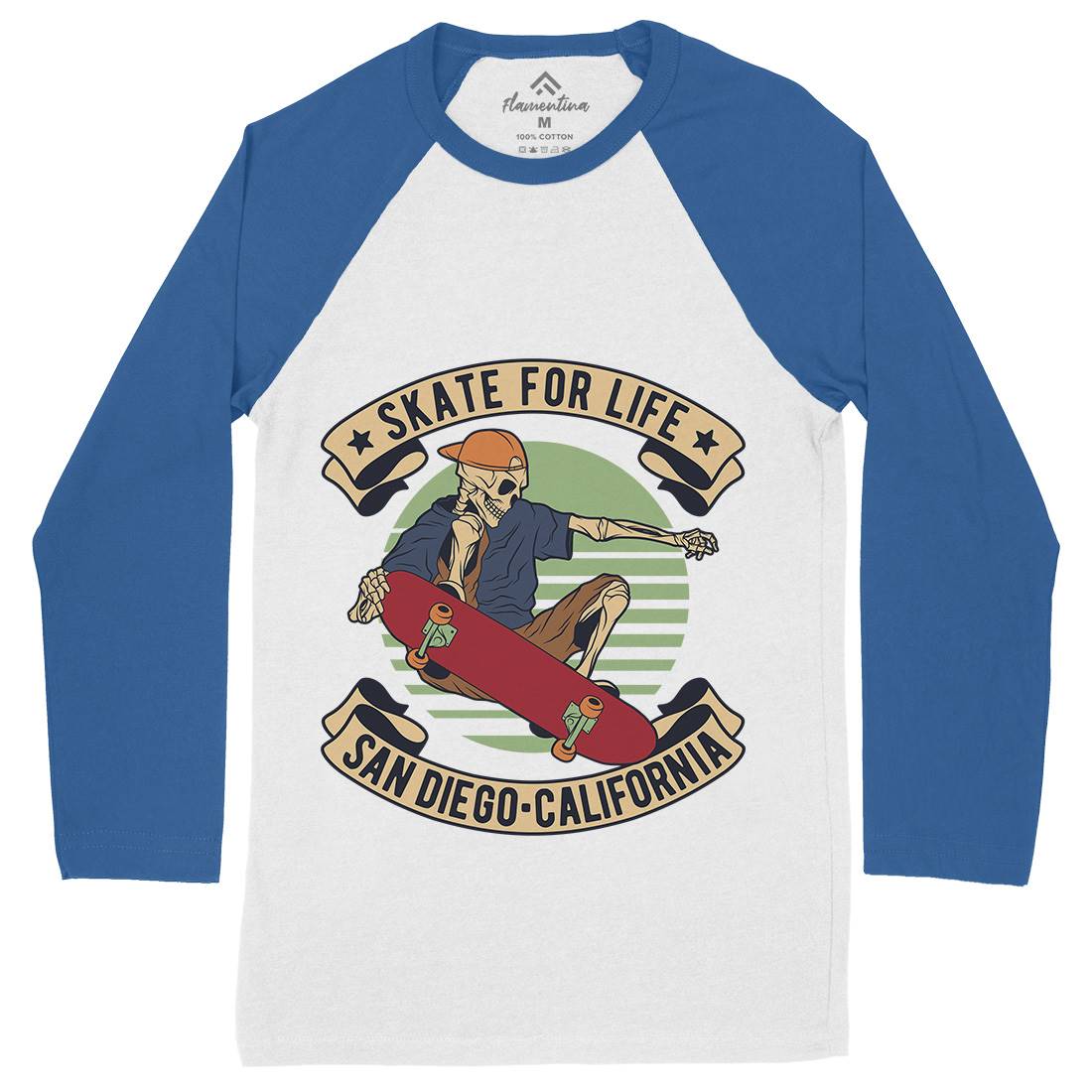 For Life Mens Long Sleeve Baseball T-Shirt Skate D970