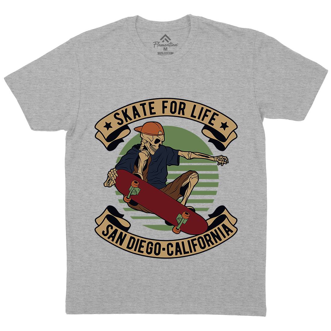 For Life Mens Organic Crew Neck T-Shirt Skate D970