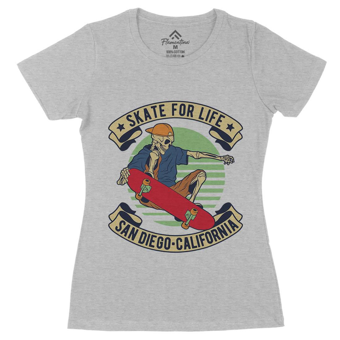For Life Womens Organic Crew Neck T-Shirt Skate D970