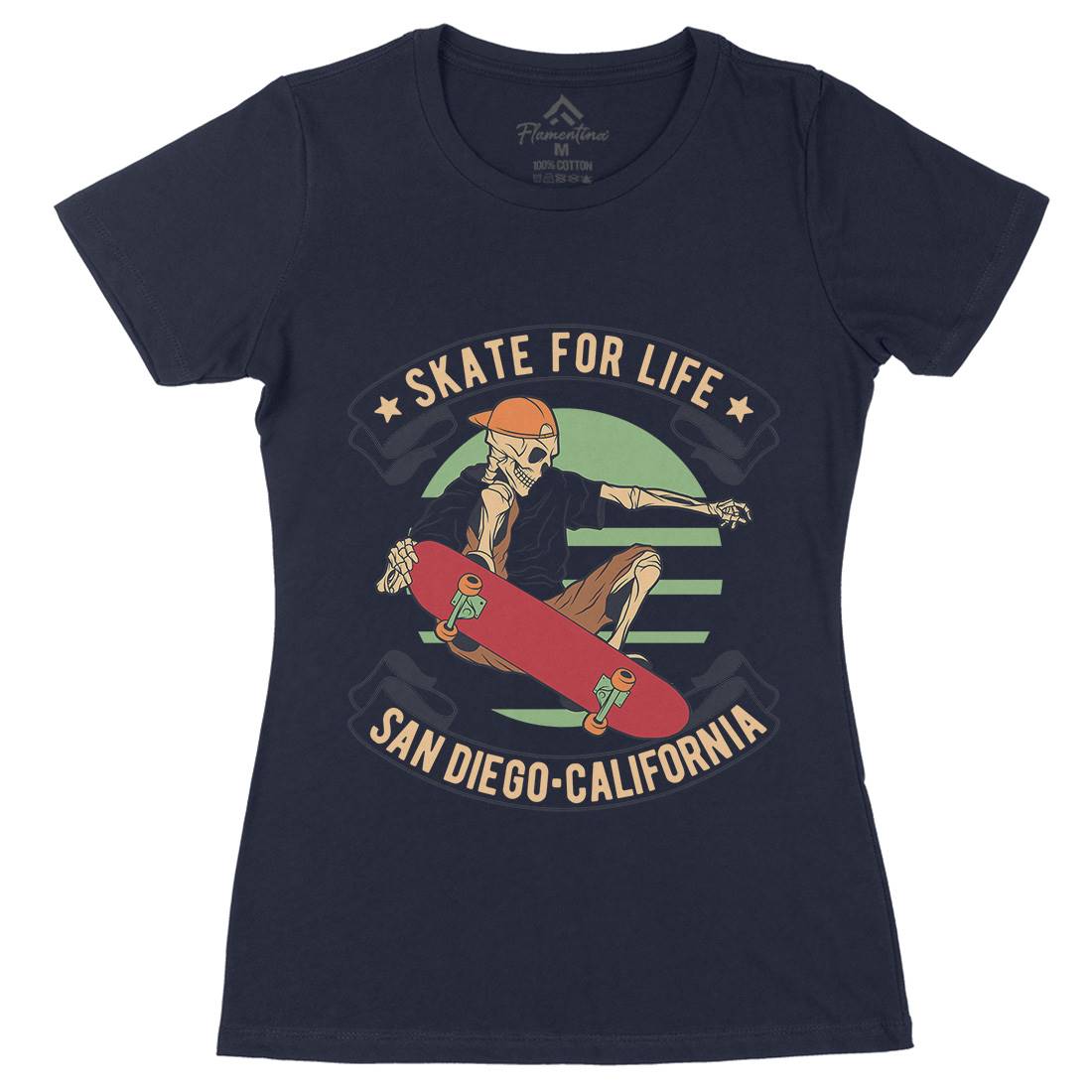 For Life Womens Organic Crew Neck T-Shirt Skate D970