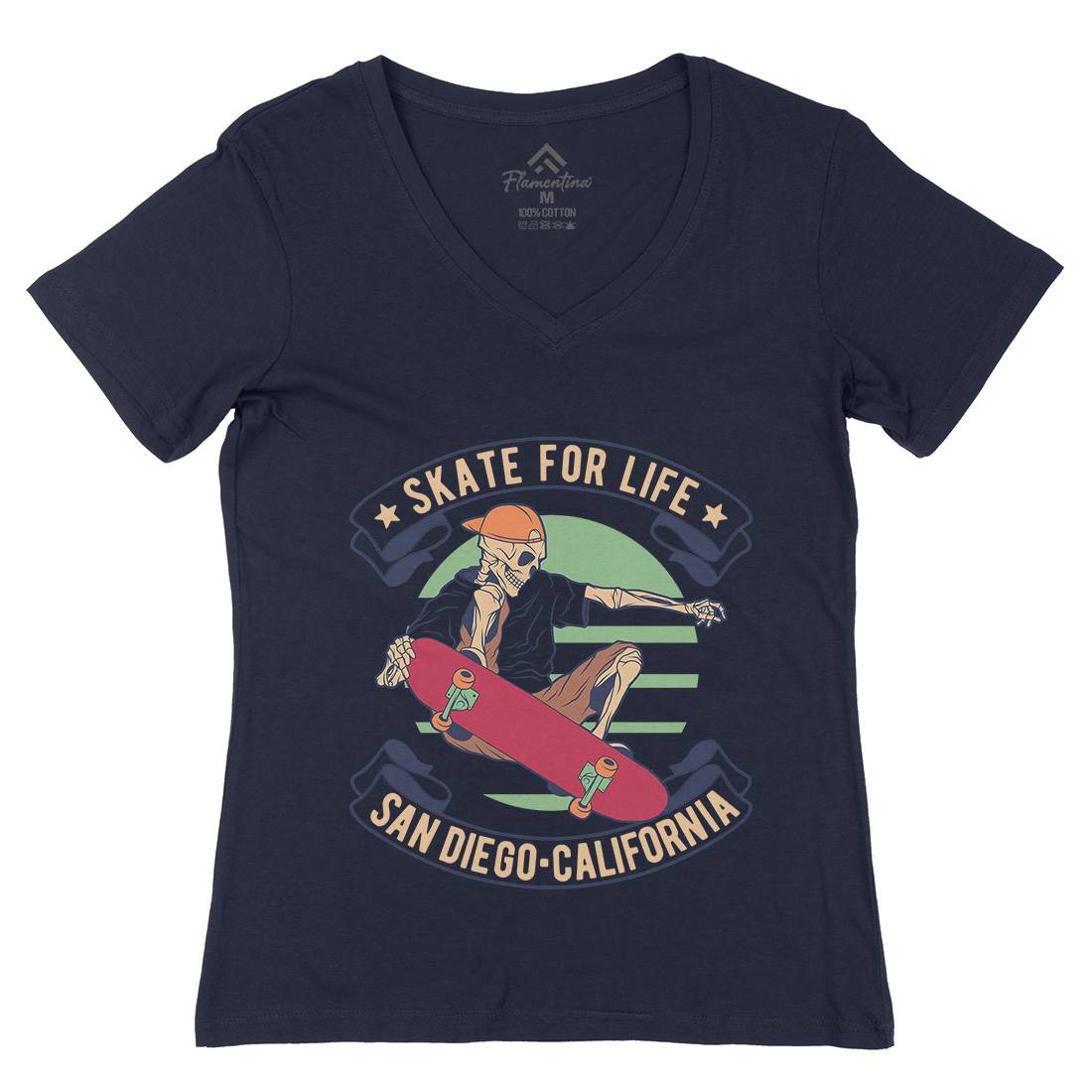 For Life Womens Organic V-Neck T-Shirt Skate D970
