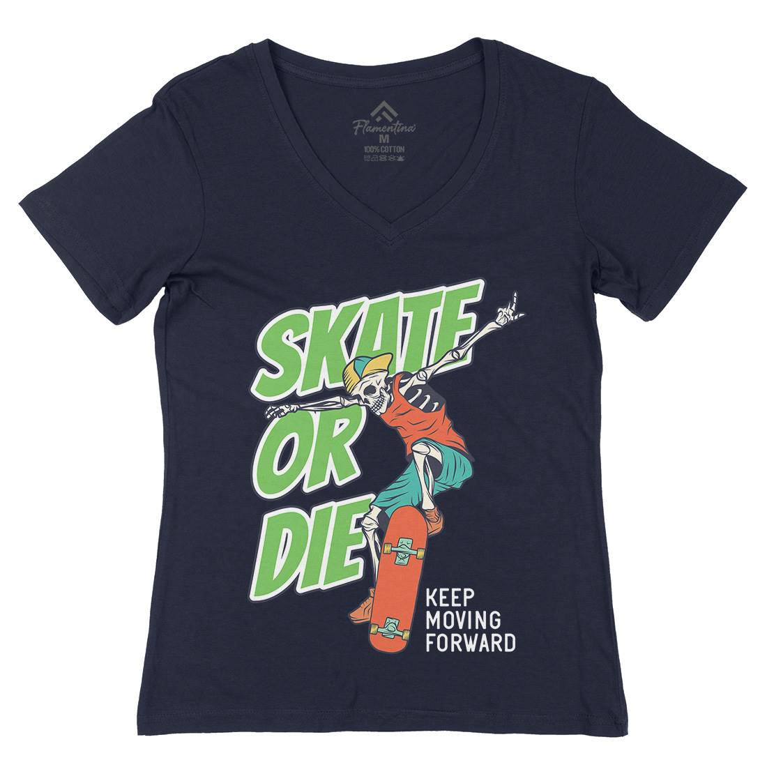 Or Die Womens Organic V-Neck T-Shirt Skate D971
