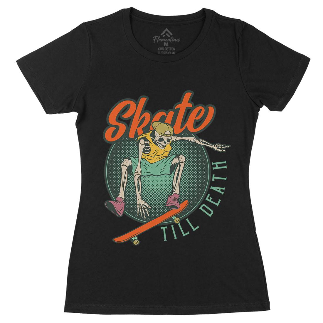 Till Death Womens Organic Crew Neck T-Shirt Skate D972