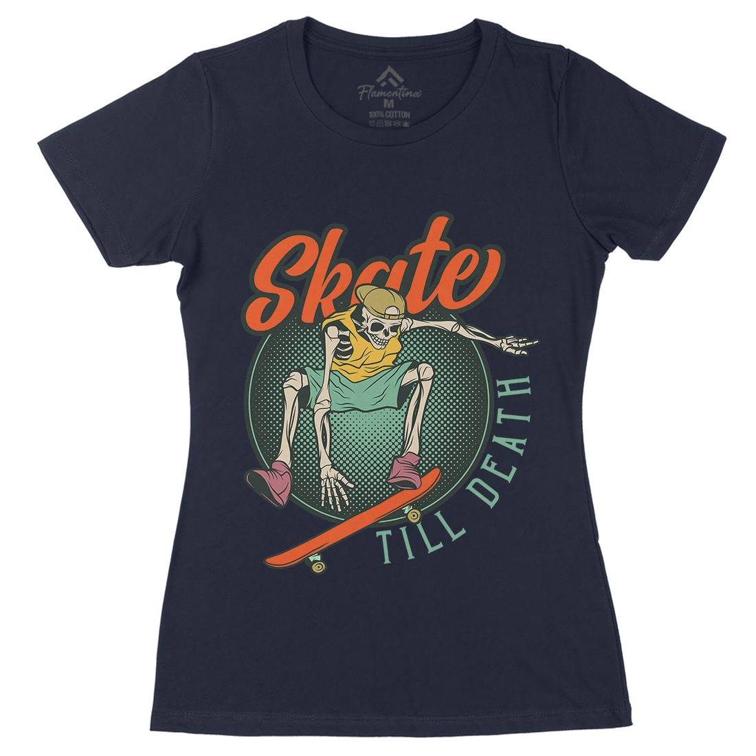 Till Death Womens Organic Crew Neck T-Shirt Skate D972