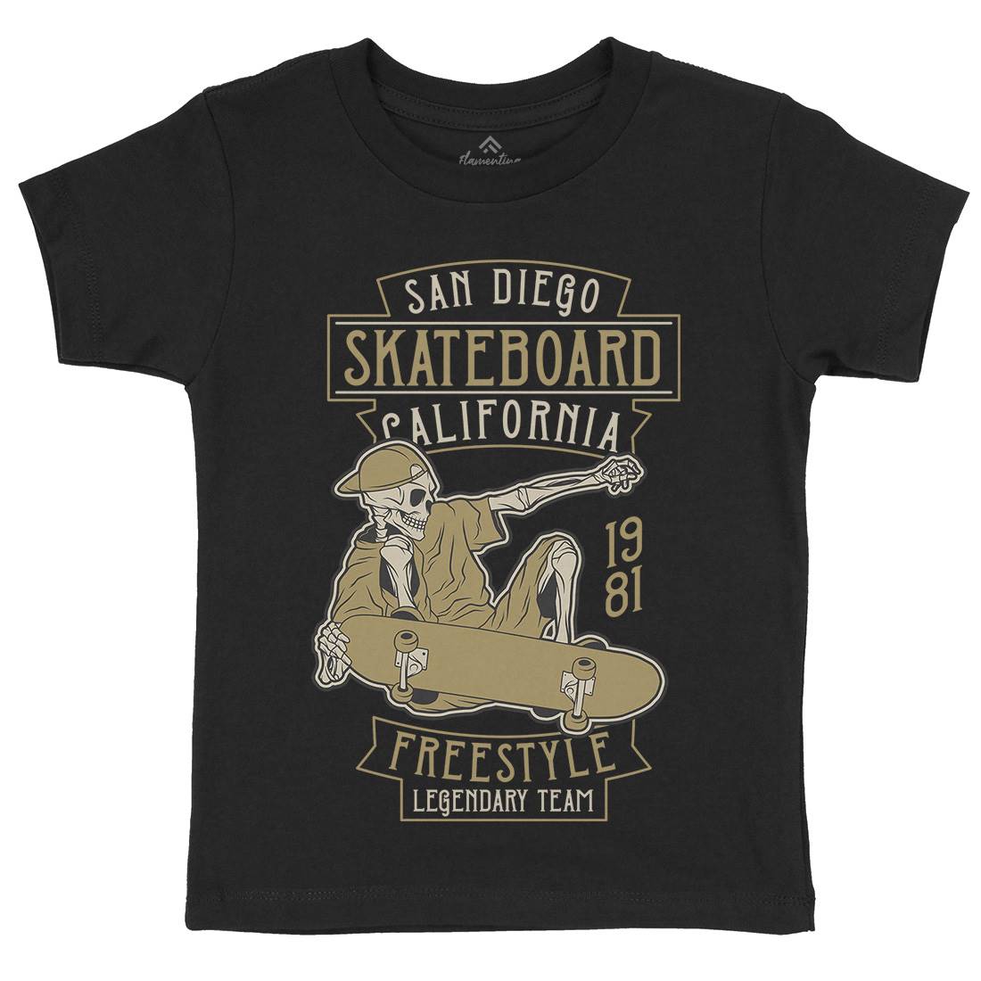 Skateboard Freestyle Kids Organic Crew Neck T-Shirt Skate D974